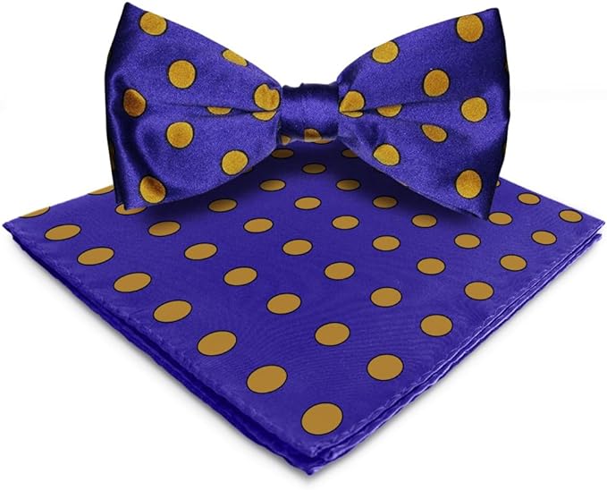 Vittorio Farina Men's Polka Dot Satin Bow Tie & Pocket Square in Gift Box