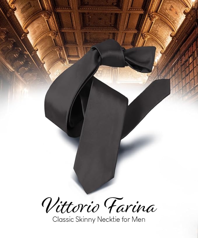 Vittorio Farina Men's Satin Skinny Necktie