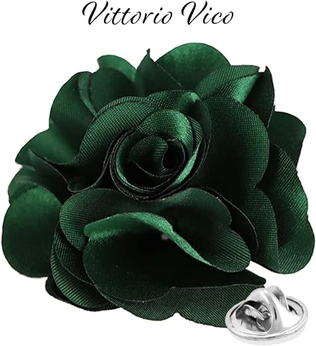 Vittorio Vico Unisex Satin Solid Flower Lapel Pin