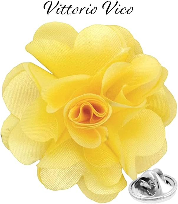 Vittorio Vico Unisex Satin Solid Flower Lapel Pin