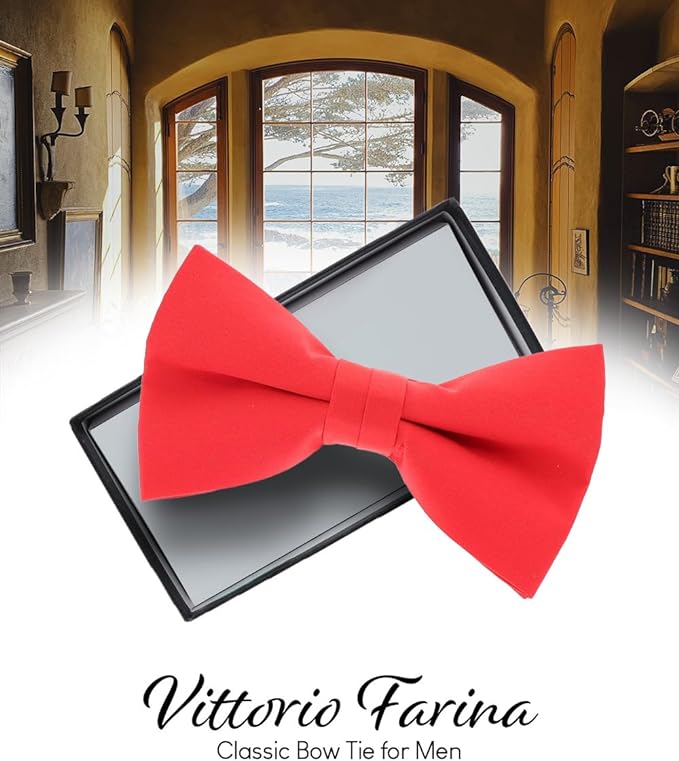 Vittorio Farina Men's Satin Bow Tie in Gift Box