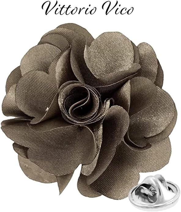 Vittorio Vico Unisex Satin Solid Flower Lapel Pin