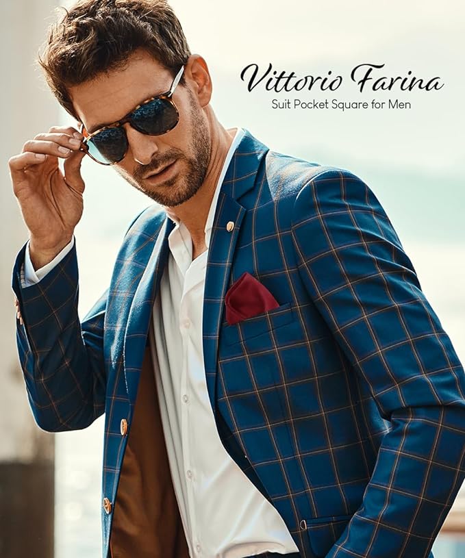 Vittorio Farina Men's Silky Satin Square Pocket Square