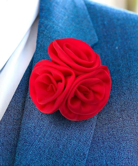 Vittorio Vico Unisex Trio Cluster Satin Flower Lapel Pin