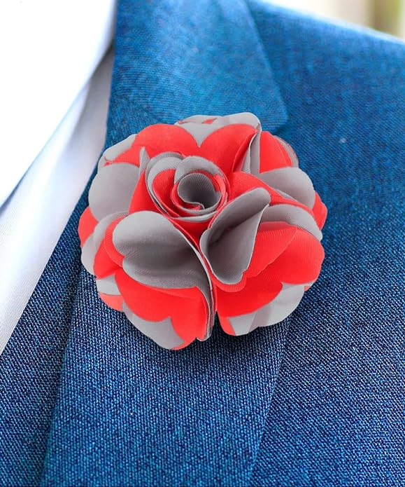 Vittorio Vico Unisex Two Tone Satin Flower Lapel Pin