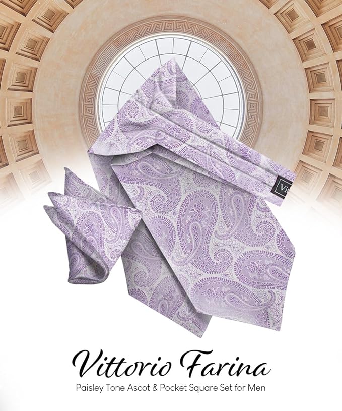 Vittorio Farina Men's Woven Pasiley Ascot & Pocket Square