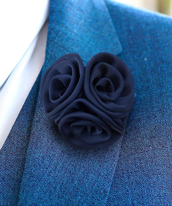 Vittorio Vico Unisex Trio Cluster Satin Flower Lapel Pin