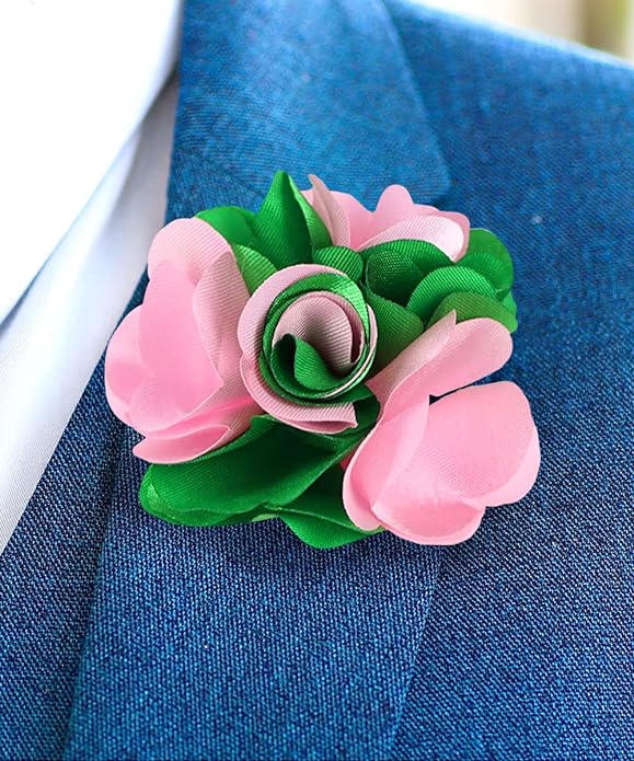 Vittorio Vico Unisex Two Tone Satin Flower Lapel Pin