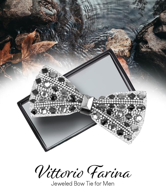 Vittorio Farina Men's Jeweled Bow Tie in Gift Box