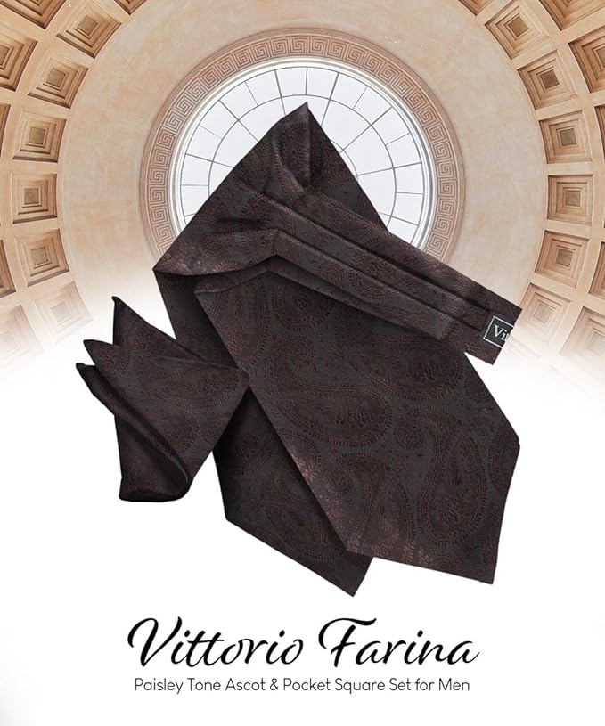 Vittorio Farina Men's Woven Pasiley Ascot & Pocket Square