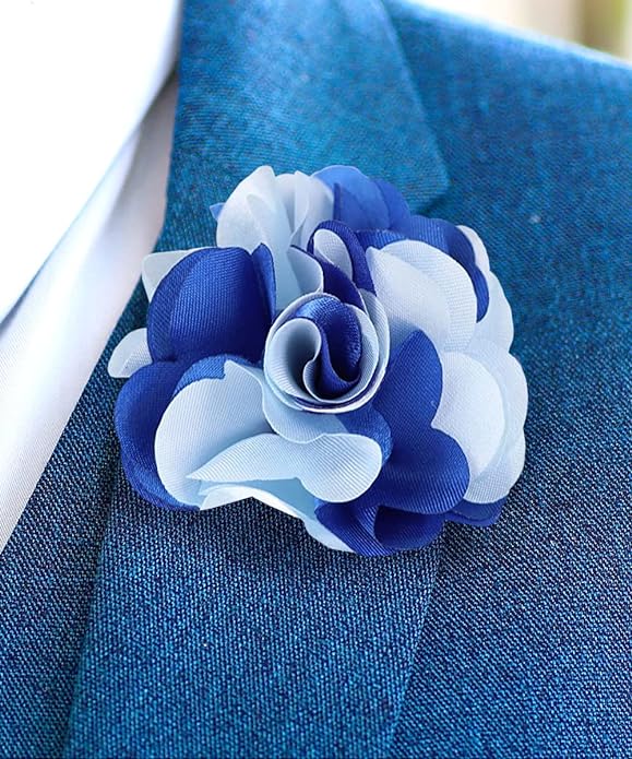 Vittorio Vico Unisex Two Tone Satin Flower Lapel Pin