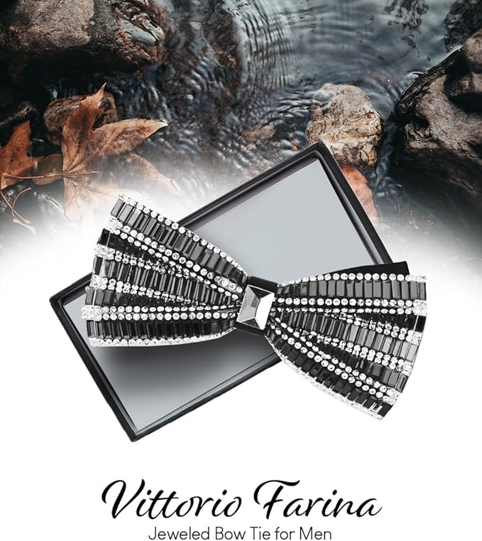 Vittorio Farina Men's Jeweled Bow Tie in Gift Box