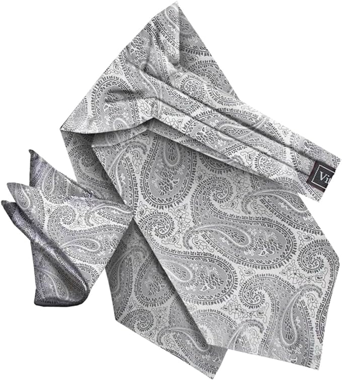 Vittorio Farina Men's Woven Pasiley Ascot & Pocket Square