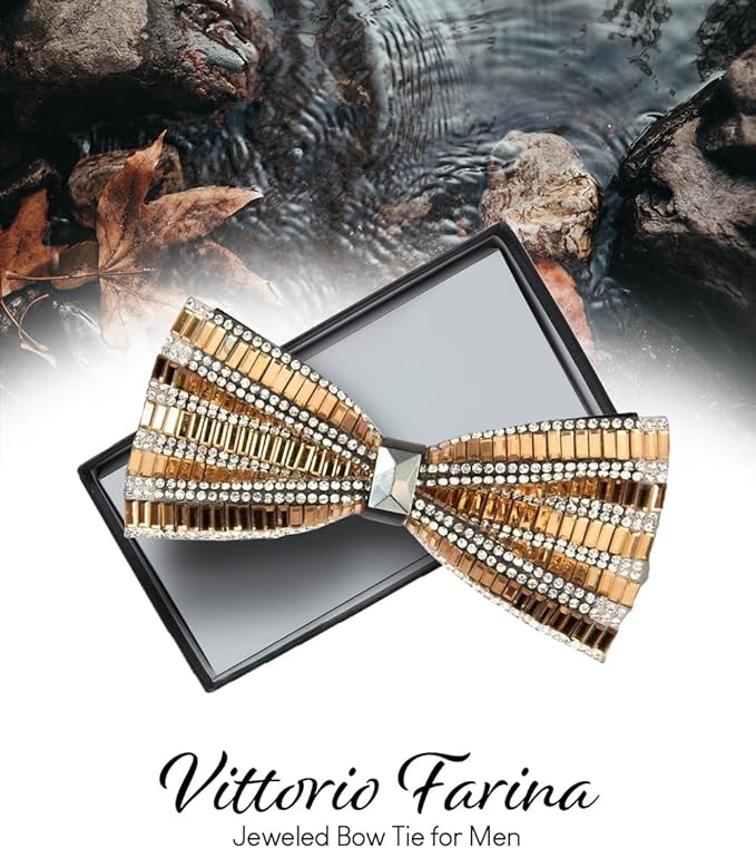 Vittorio Farina Men's Jeweled Bow Tie in Gift Box