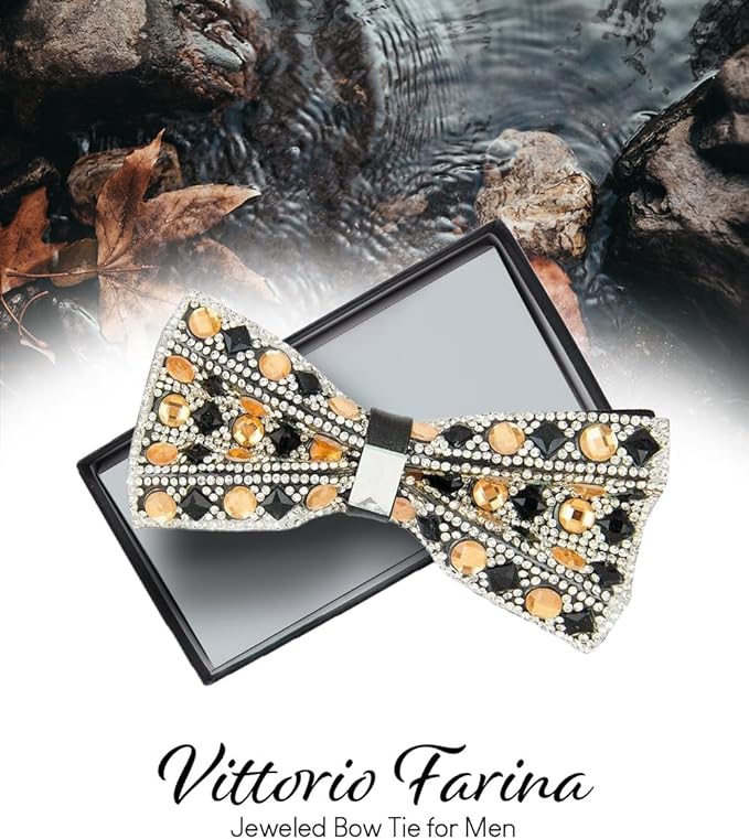 Vittorio Farina Men's Jeweled Bow Tie in Gift Box