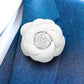 Vittorio Vico Men's Formal Leather Flower Lapel Pin - leather-lapel-white - Classy Cufflinks