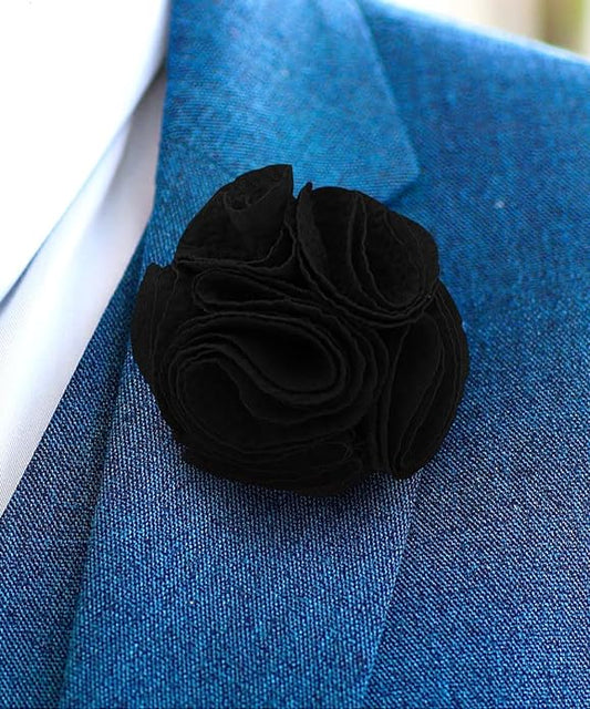 Vittorio Vico Unisex Solid Seersucker Flower Lapel Pin