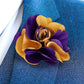 Vittorio Vico Unisex Two Tone Satin Flower Lapel Pin