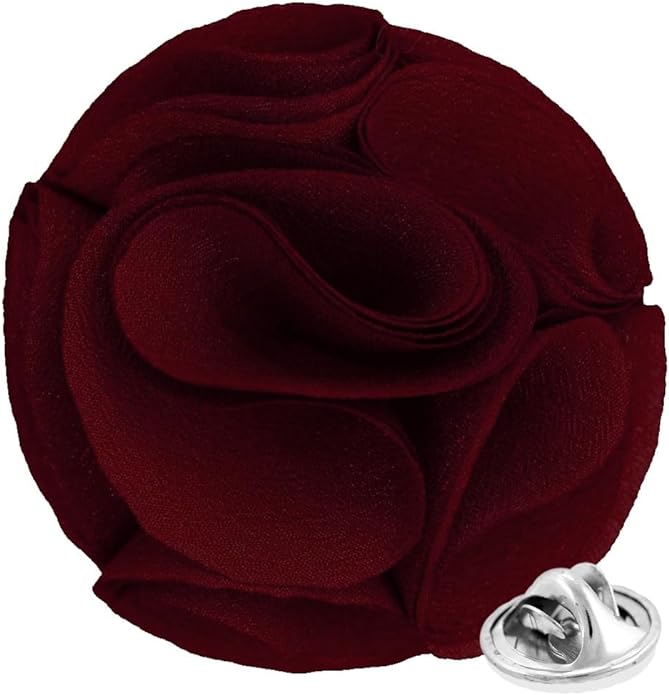 Vittorio Vico Men's Formal Rose Flower Lapel Pin - 78-rose-burgundy - Classy Cufflinks