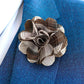 Vittorio Vico Unisex Metallic Silver Accent Plaid Flower Lapel Pin