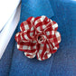 Vittorio Vico Unisex Metallic Silver Accent Plaid Flower Lapel Pin