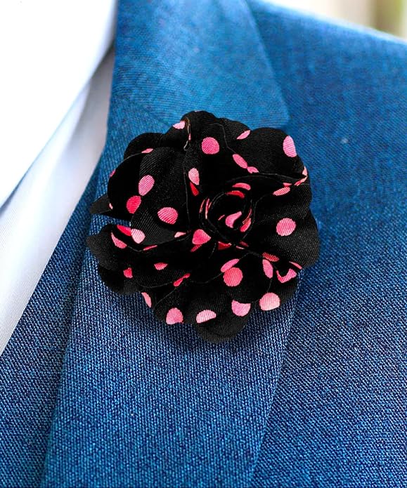 Vittorio Vico Unisex Polka Dot Flower Lapel Pin