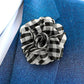 Vittorio Vico Unisex Metallic Silver Accent Plaid Flower Lapel Pin