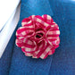 Vittorio Vico Unisex Metallic Silver Accent Plaid Flower Lapel Pin