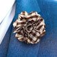 Vittorio Vico Unisex Metallic Silver Accent Plaid Flower Lapel Pin