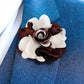 Vittorio Vico Unisex Two Tone Satin Flower Lapel Pin