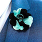 Vittorio Vico Unisex Two Tone Satin Flower Lapel Pin