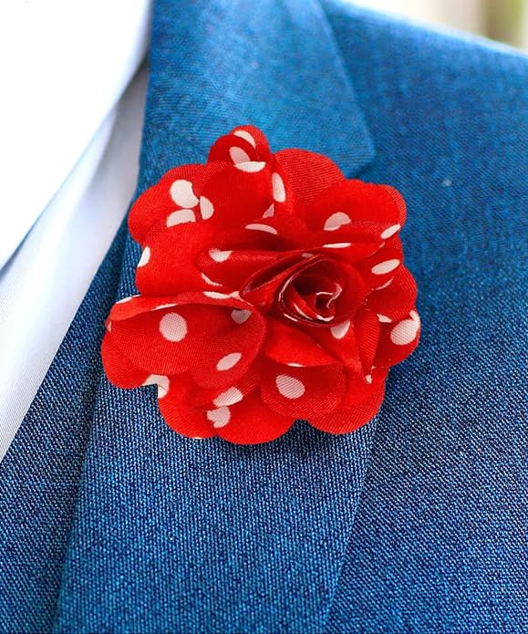 Vittorio Vico Unisex Polka Dot Flower Lapel Pin