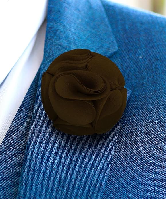 Vittorio Vico Men's Formal Rose Flower Lapel Pin - 84-rose-brown - Classy Cufflinks