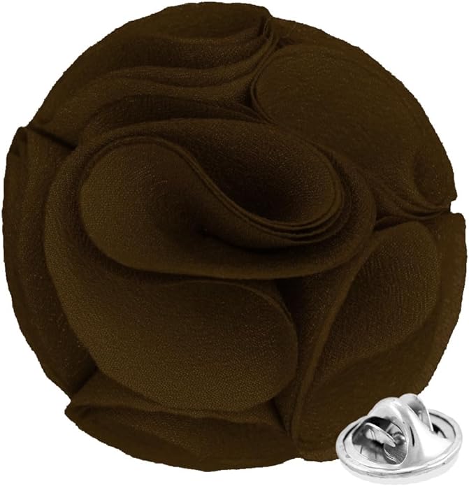 Vittorio Vico Men's Formal Rose Flower Lapel Pin - 84-rose-brown - Classy Cufflinks