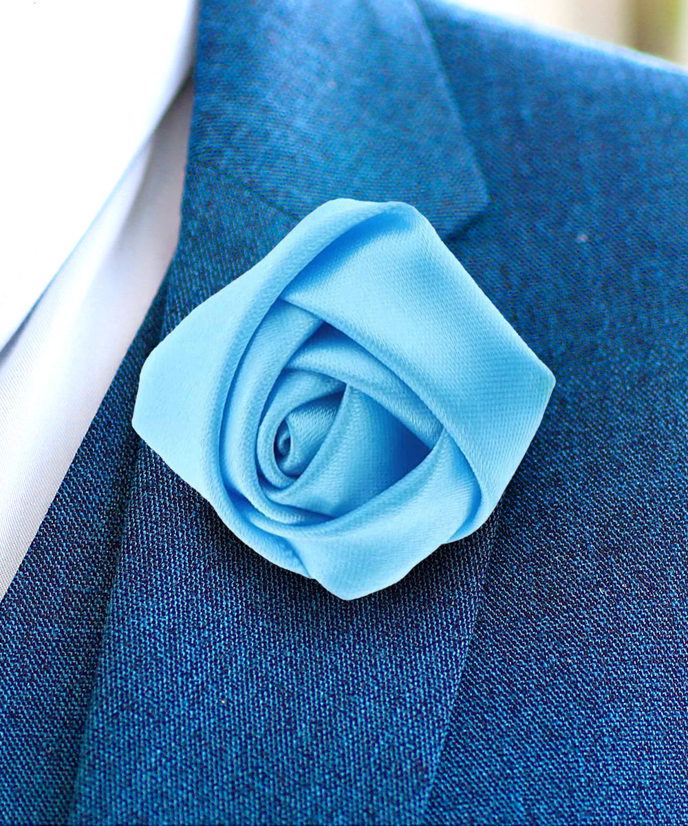 Vittorio Vico Unisex Satin Rose Bud Flower Lapel Pin