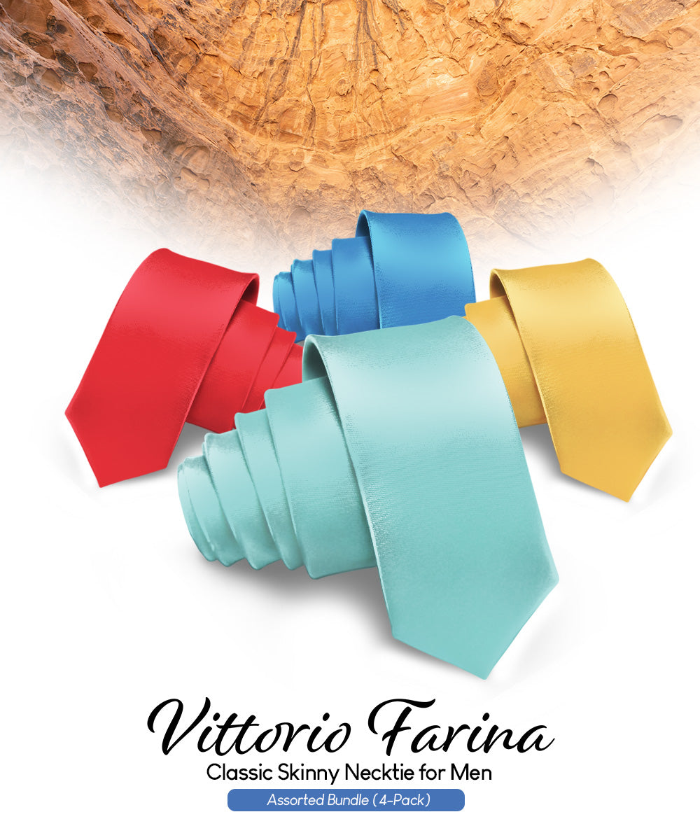 Vittorio Farina Men's Satin Skinny Necktie (Multipack)