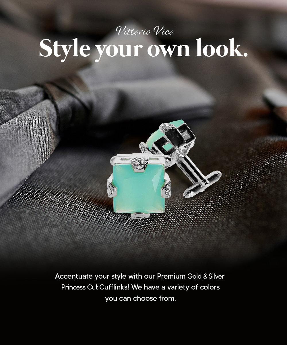 Vittorio Vico Princess Cut Colorstone Cufflinks: CL13XX Series