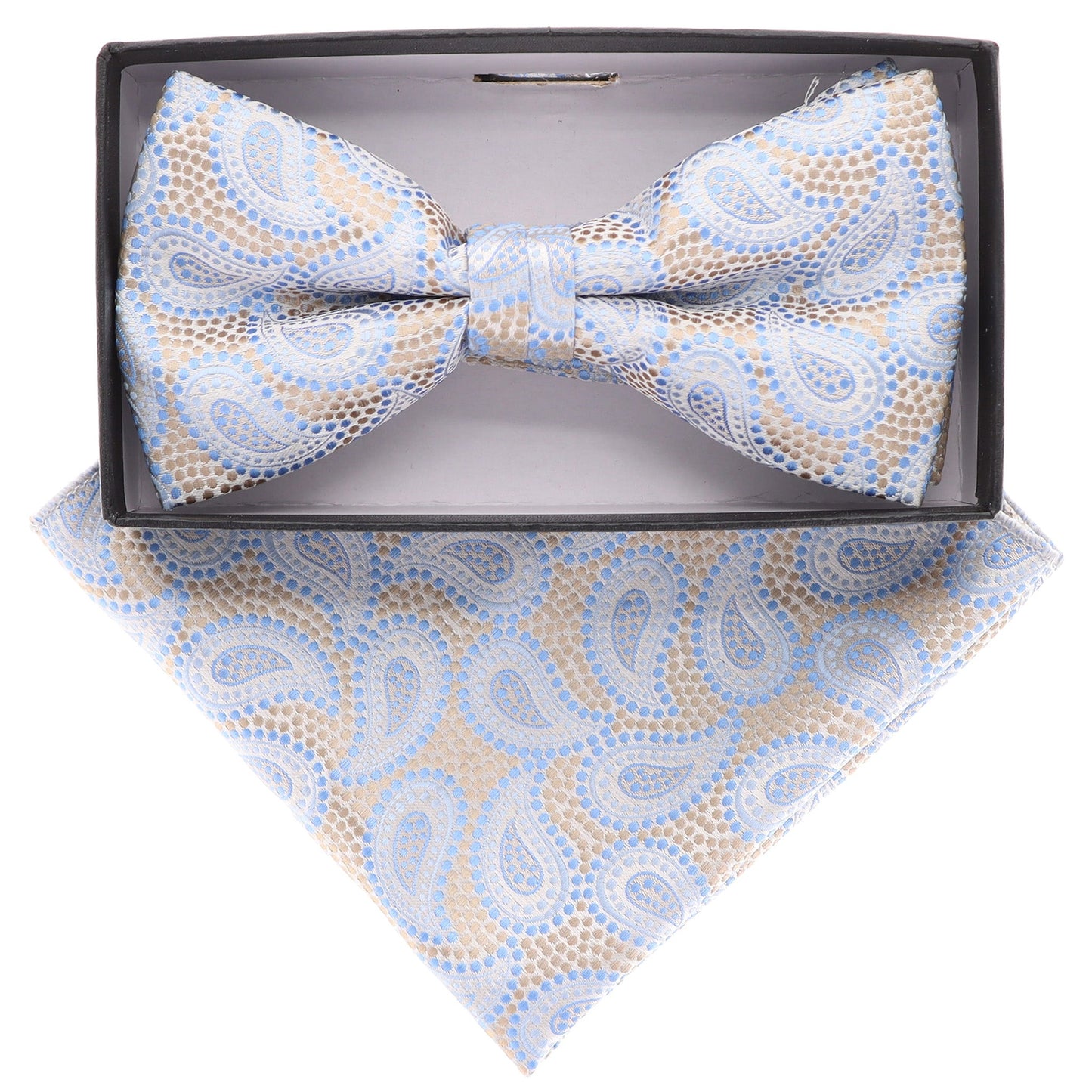 Vittorio Farina Men's Paisley Design Satin Bow Tie & Pocket Square in Gift Box