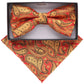 Vittorio Farina Men's Paisley Design Satin Bow Tie & Pocket Square in Gift Box