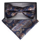 Vittorio Farina Men's Paisley Design Satin Bow Tie & Pocket Square in Gift Box