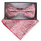 Vittorio Farina Men's Paisley Design Satin Bow Tie & Pocket Square in Gift Box