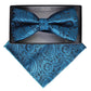 Vittorio Farina Men's Paisley Design Satin Bow Tie & Pocket Square in Gift Box