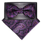 Vittorio Farina Men's Paisley Design Satin Bow Tie & Pocket Square in Gift Box