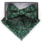 Vittorio Farina Men's Paisley Design Satin Bow Tie & Pocket Square in Gift Box