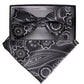 Vittorio Farina Men's Paisley Design Satin Bow Tie & Pocket Square in Gift Box