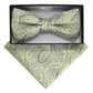 Vittorio Farina Men's Paisley Design Satin Bow Tie & Pocket Square in Gift Box