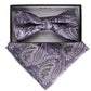 Vittorio Farina Men's Paisley Design Satin Bow Tie & Pocket Square in Gift Box