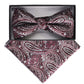 Vittorio Farina Men's Paisley Design Satin Bow Tie & Pocket Square in Gift Box