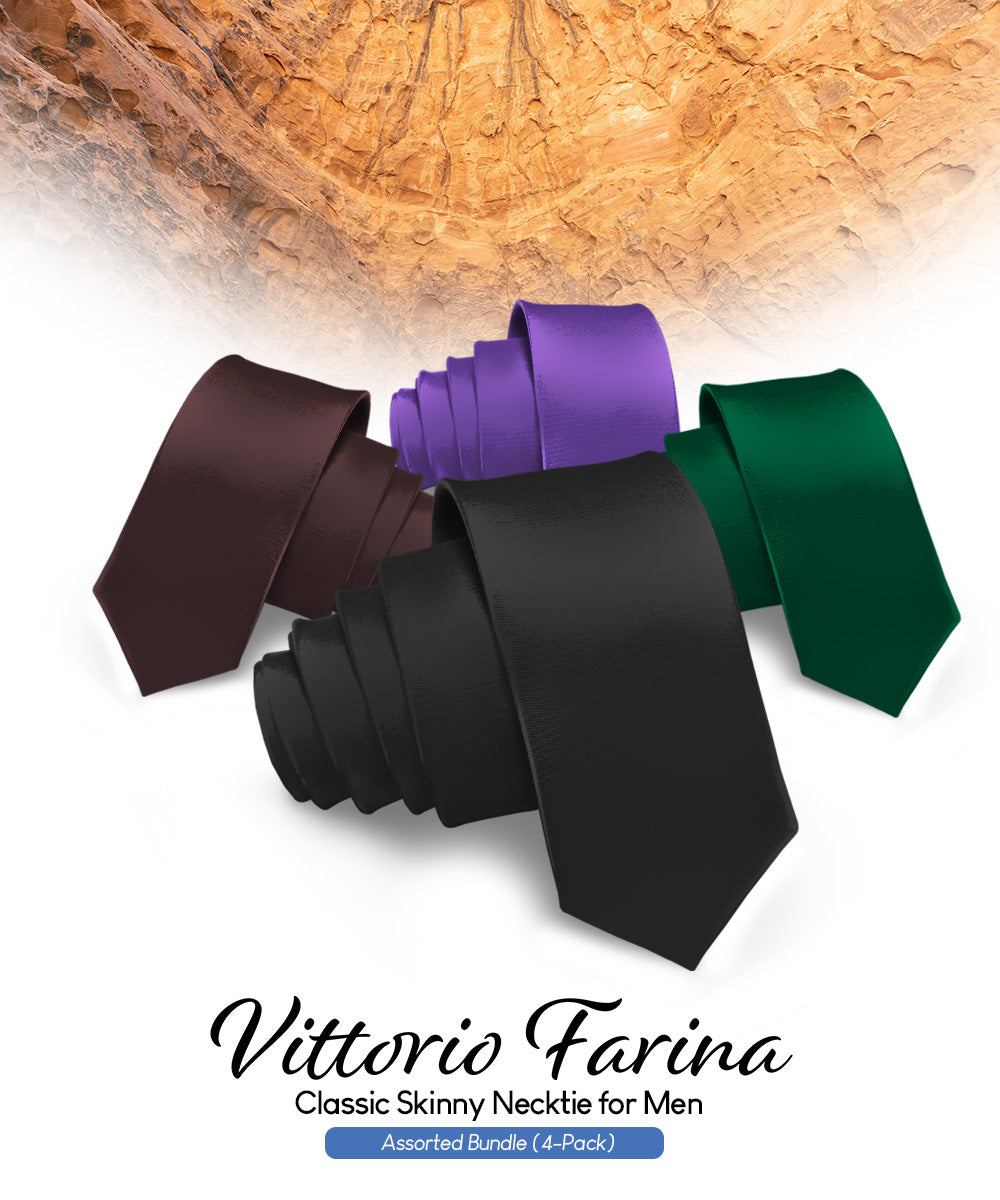 Vittorio Farina Men's Satin Skinny Necktie (Multipack)