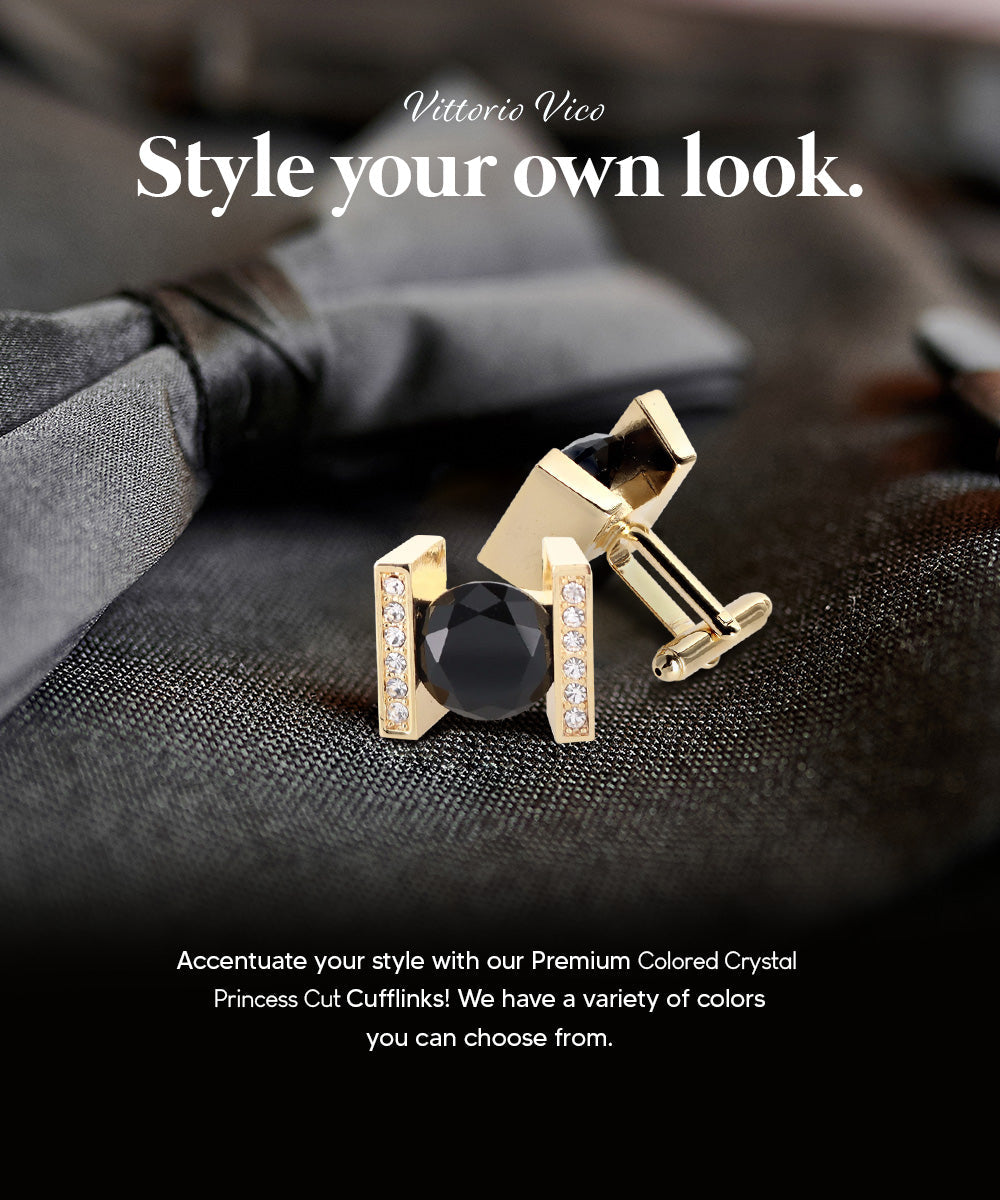 Vittorio Vico Princess Cut Crystal Colorstone Cufflinks: CL14XX Series